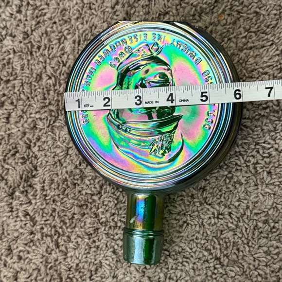 Vintage Wheaton Dwight D. Eisenhower Green Carnival Glass First Edition Bottle - Picture 11 of 12